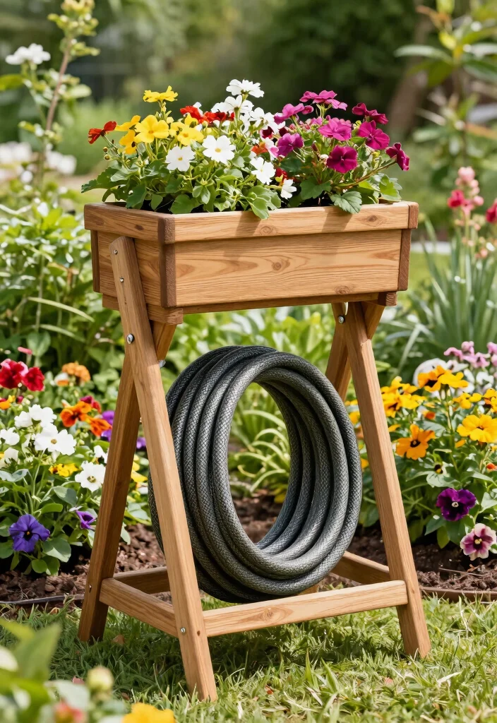 10 Best Hose Storage Solutions for Heavy Duty Use 9. Hose Stand with Planter Box 0