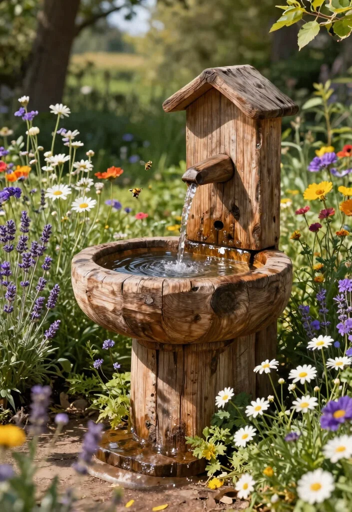 11 Breathtaking Outdoor Waterfall Fountain Ideas Zen Vibe 5. Rustic Wooden Fountain 0