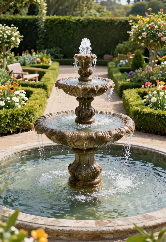 11 Breathtaking Outdoor Waterfall Fountain Ideas Zen Vibe 9. Classic Tiered Fountain 0