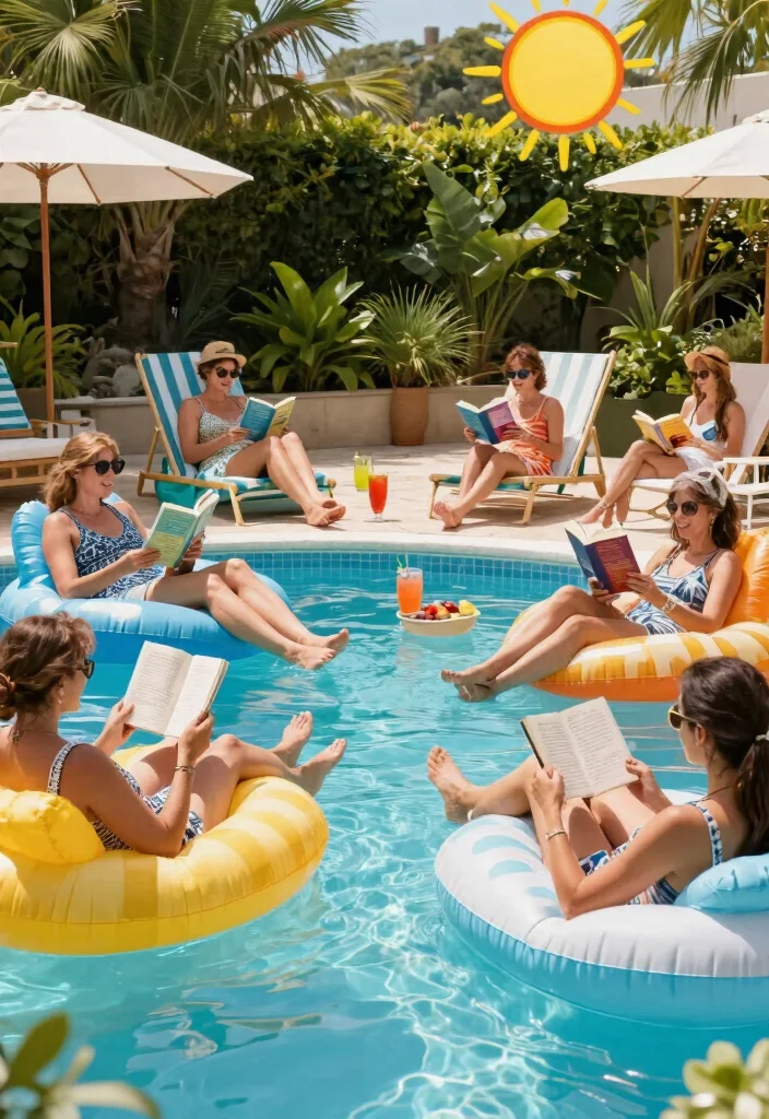 11 Hilarious Kiddie Pool Bash Ideas for Adults Summer Vibe 8. Chill Poolside Book Club 0