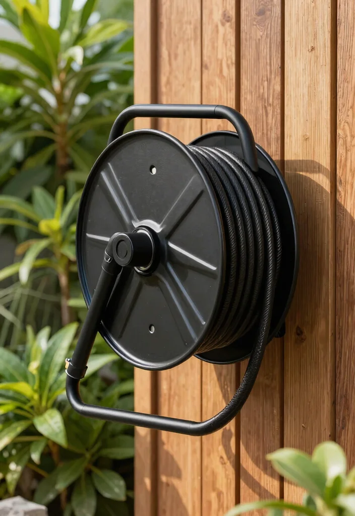 11 Practical Pool Hose Storage Ideas Keep Decks Clear 1. Wall Mounted Hose Reel 0