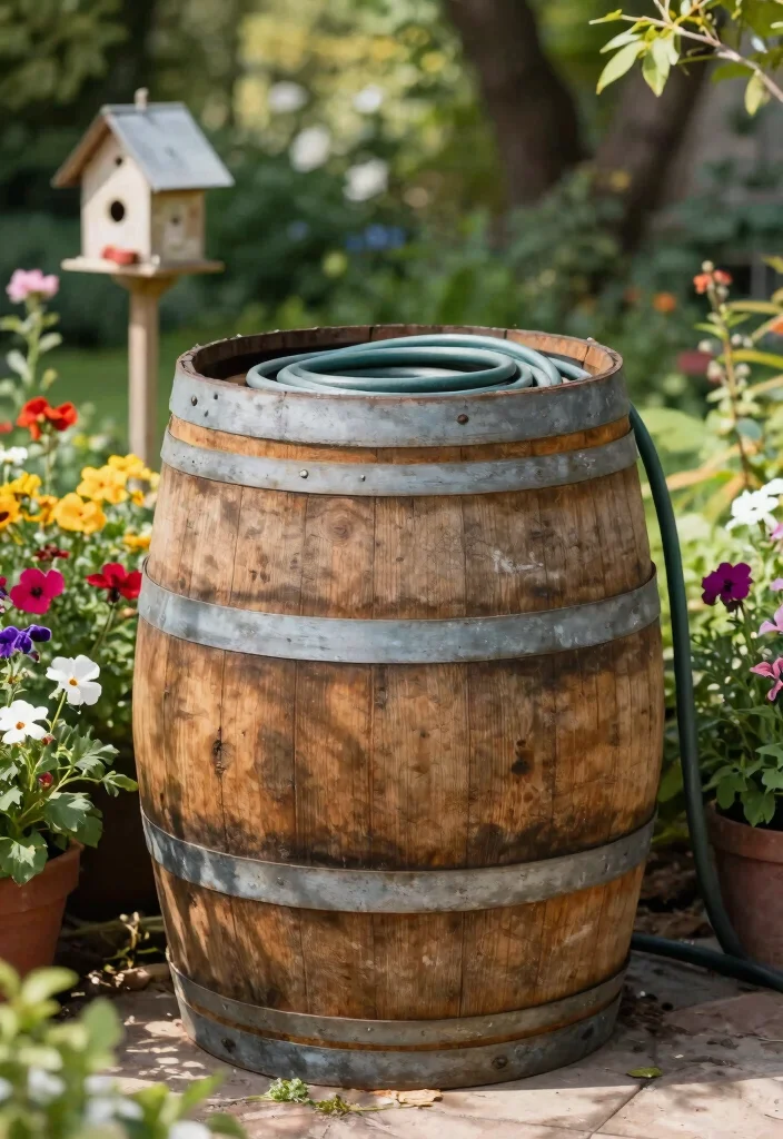 11 Practical Pool Hose Storage Ideas Keep Decks Clear 4. Rustic Barrel Storage 0
