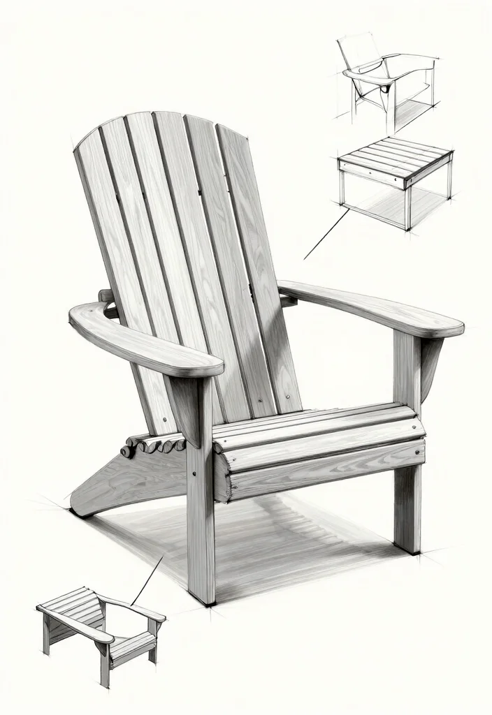 11 Simple Adirondack Chair Drawing Ideas for Woodworkers 2. Sleek Modern Take 0
