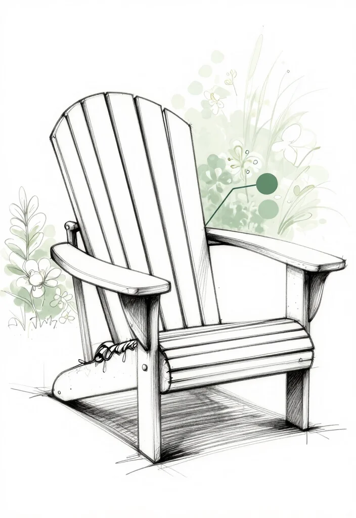 11 Simple Adirondack Chair Drawing Ideas for Woodworkers 3. Curved Backrest Inspiration 0