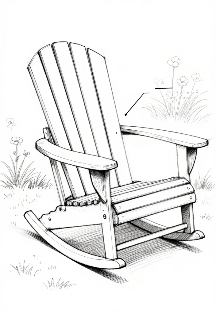 11 Simple Adirondack Chair Drawing Ideas for Woodworkers 4. Rocking Adirondack Chair 0