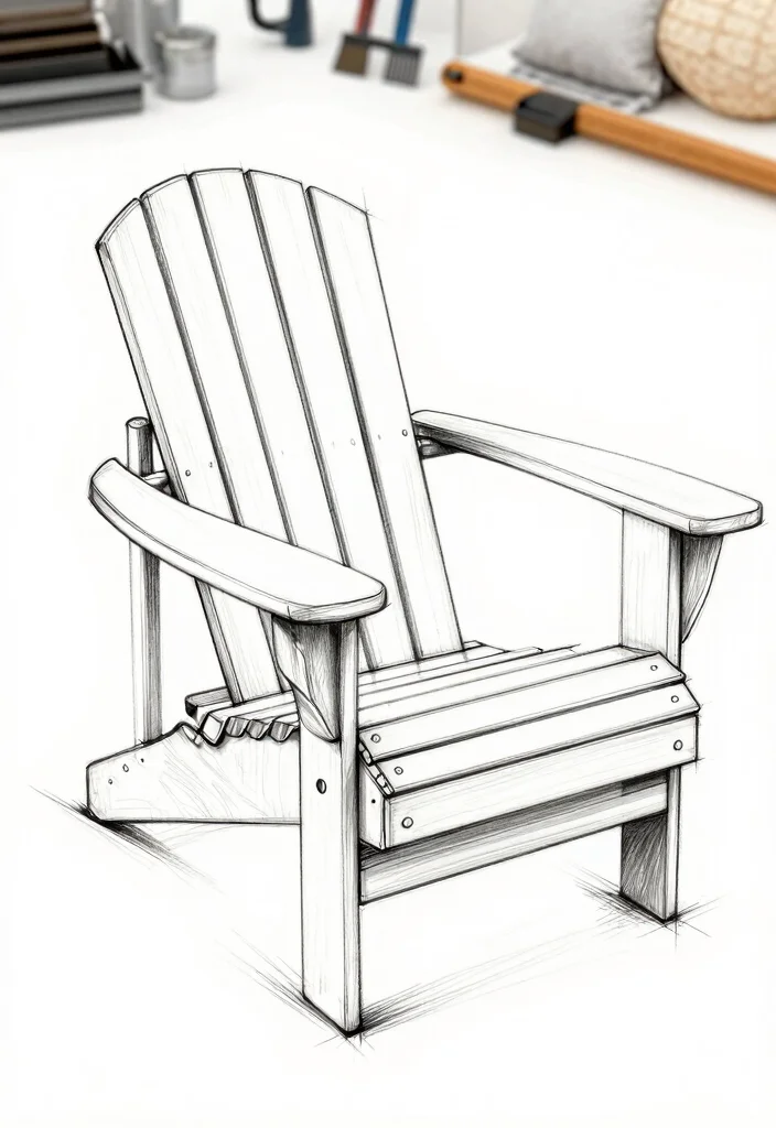 11 Simple Adirondack Chair Drawing Ideas for Woodworkers 9. Adirondack Chair with Storage 0