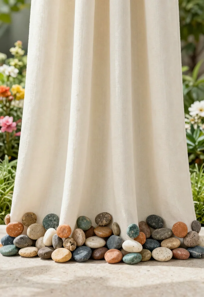 11 Smart Outdoor Curtain Weight Ideas Stop the Blowing 1. Decorative Stone Weights 0