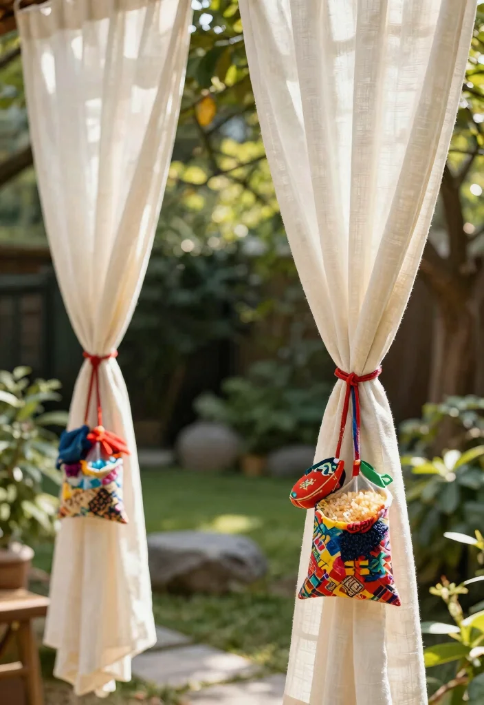 11 Smart Outdoor Curtain Weight Ideas Stop the Blowing 3. DIY Fabric Weights 0