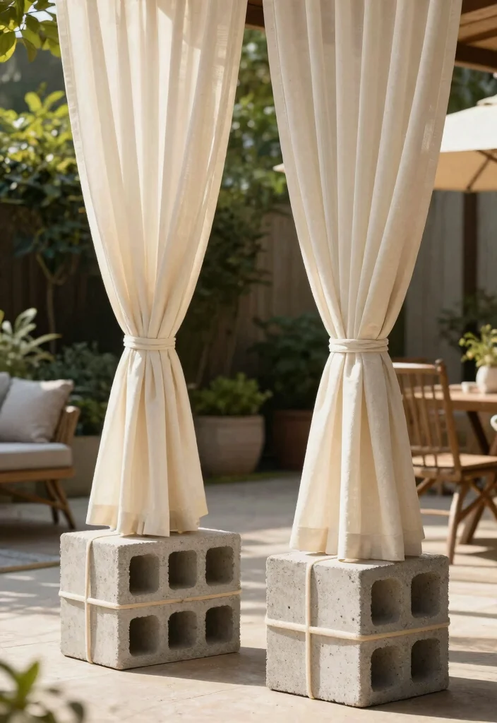 11 Smart Outdoor Curtain Weight Ideas Stop the Blowing 6. Concrete Block Weights 0