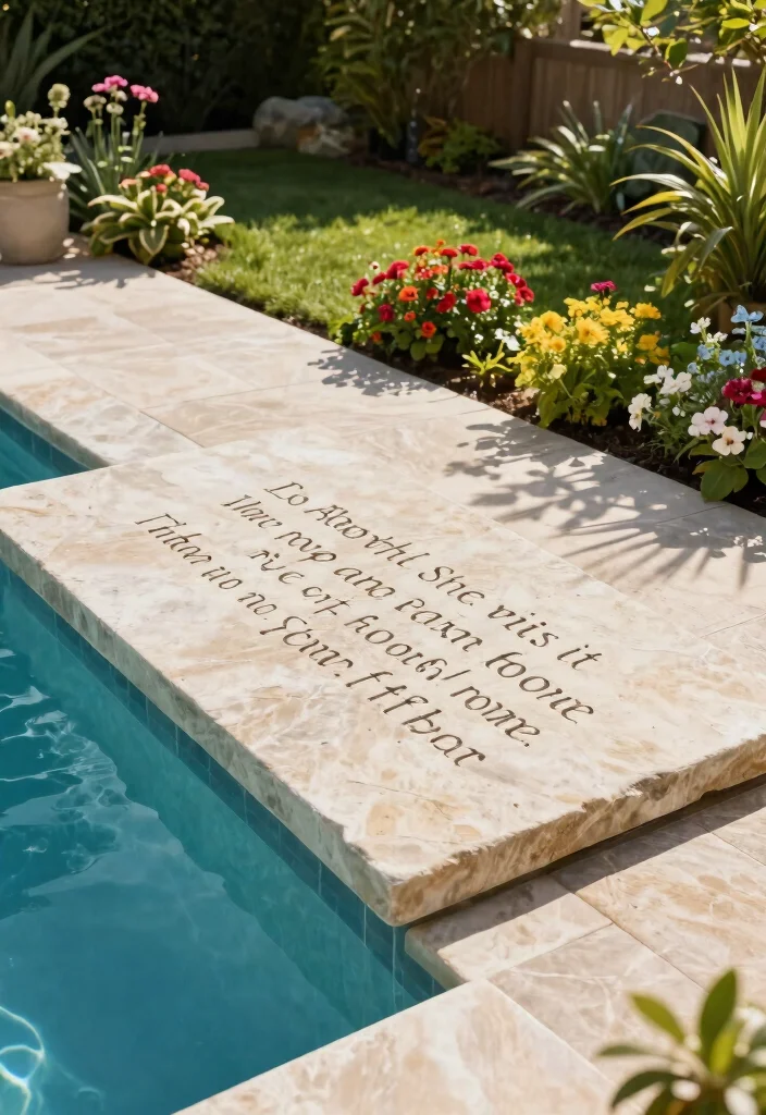 11 Smart Pool Filter Cover Ideas to Blend with Landscaping 11. Custom Engraved Stone Cover for Personal Touch 0