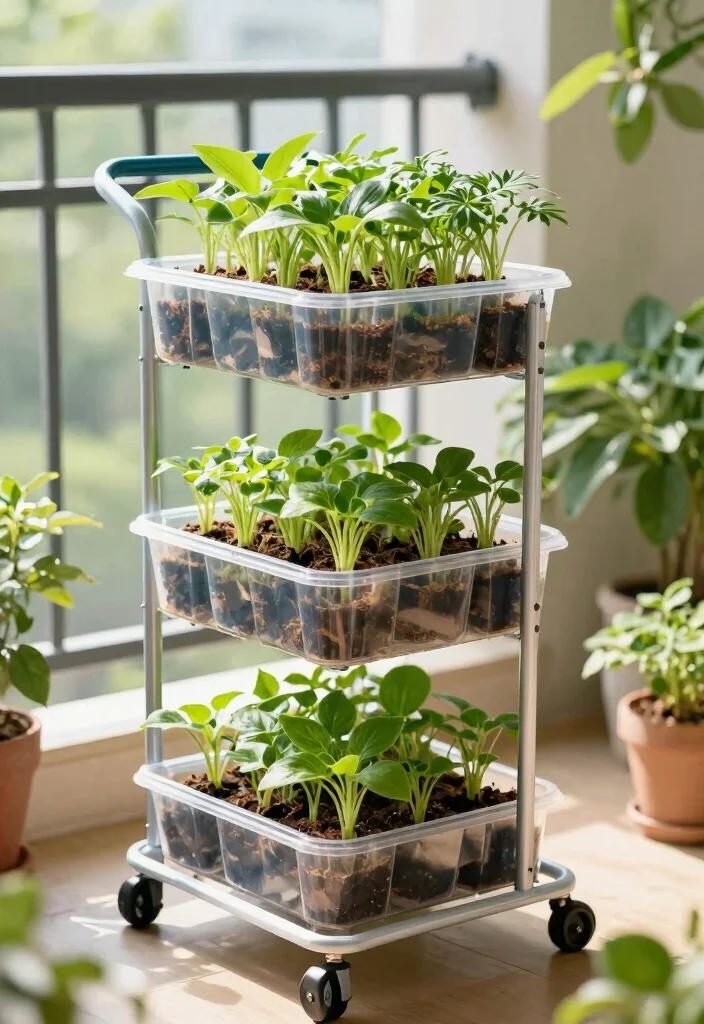 11 Space Saving 3 Tier Utility Cart Ideas for Urban Gardening 11. Mobile Greenhouse 0