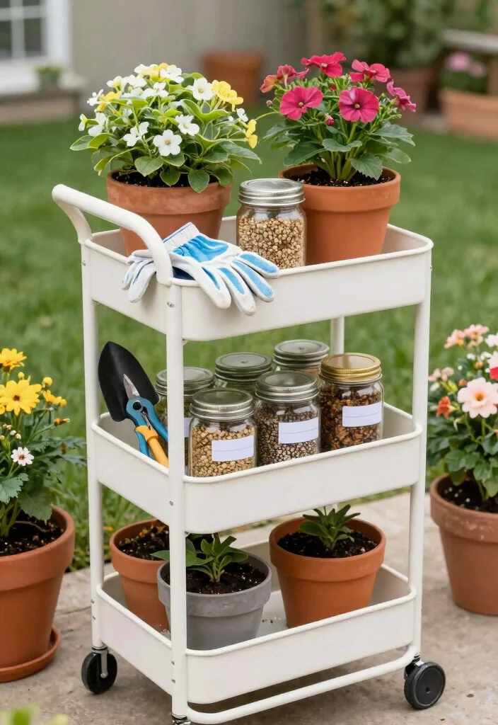 11 Space Saving 3 Tier Utility Cart Ideas for Urban Gardening 4. Garden Tool Organizer 0