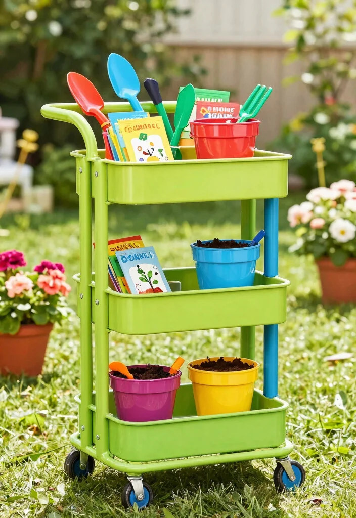 11 Space Saving 3 Tier Utility Cart Ideas for Urban Gardening 8. Kid Friendly Gardening Cart 0