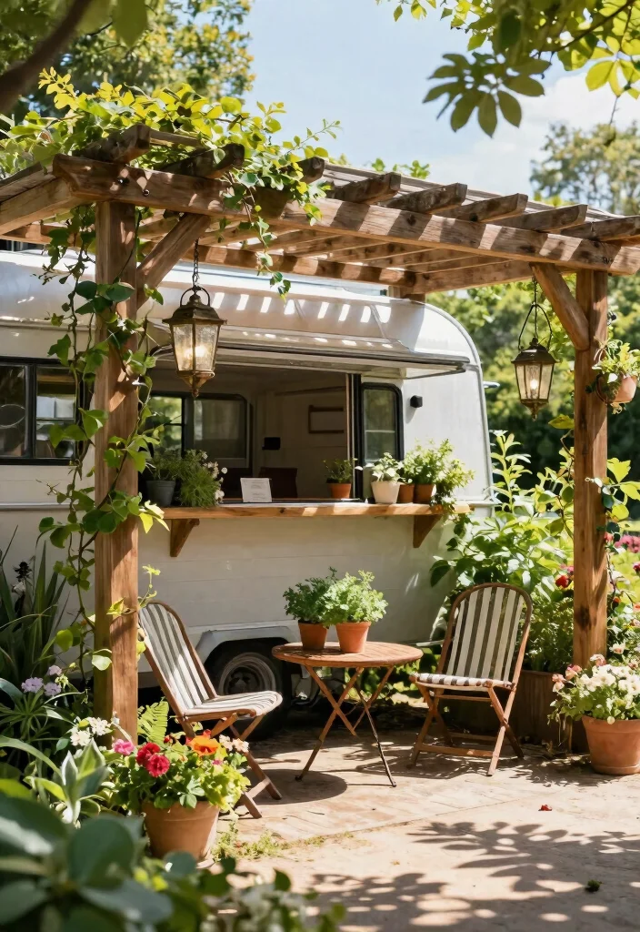 11 Versatile Trailer Canopy Roof Top Tent Build Ideas 2. Rustic Pergola Style Canopy 0