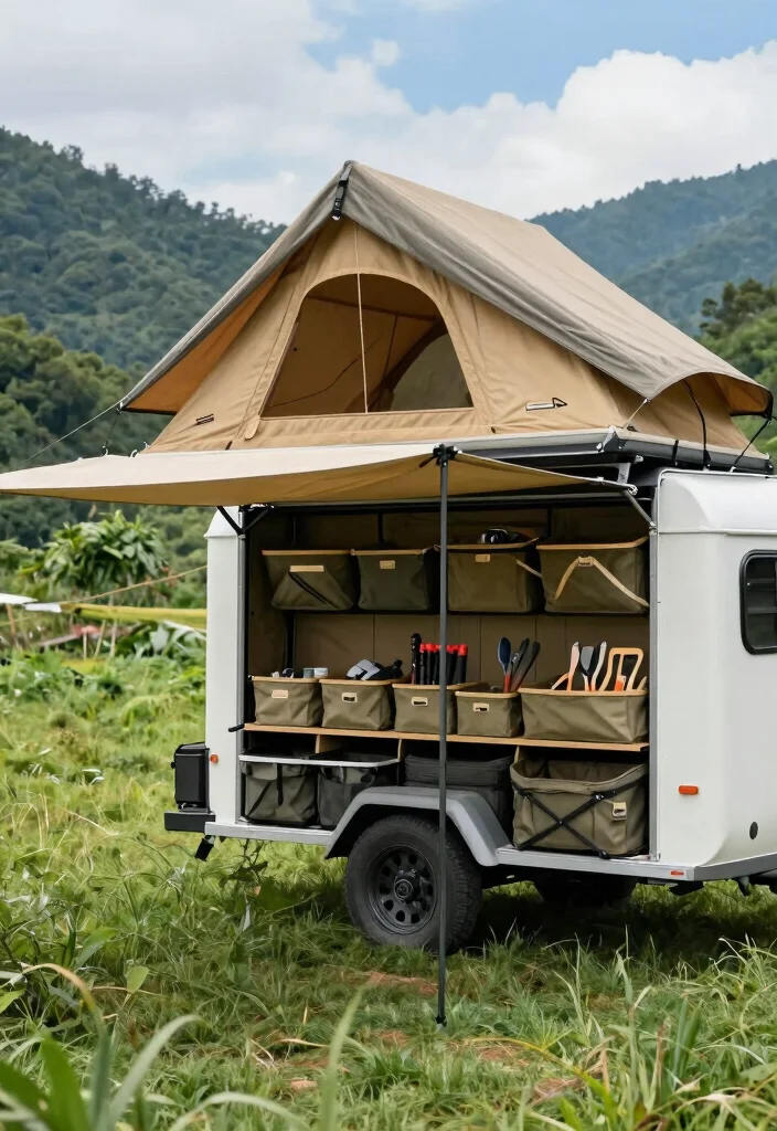 11 Versatile Trailer Canopy Roof Top Tent Build Ideas 4. Adventure Canopy with Storage Units 0