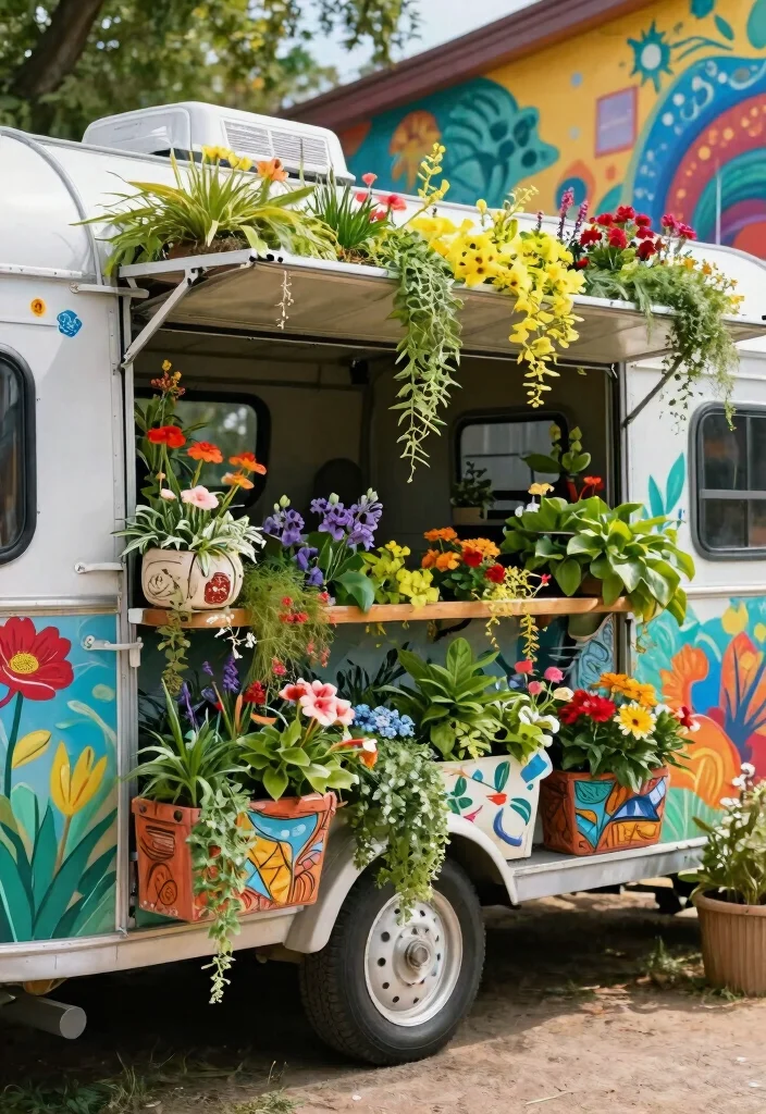 11 Versatile Trailer Canopy Roof Top Tent Build Ideas 6. Artistic Canopy with Vertical Gardens 0