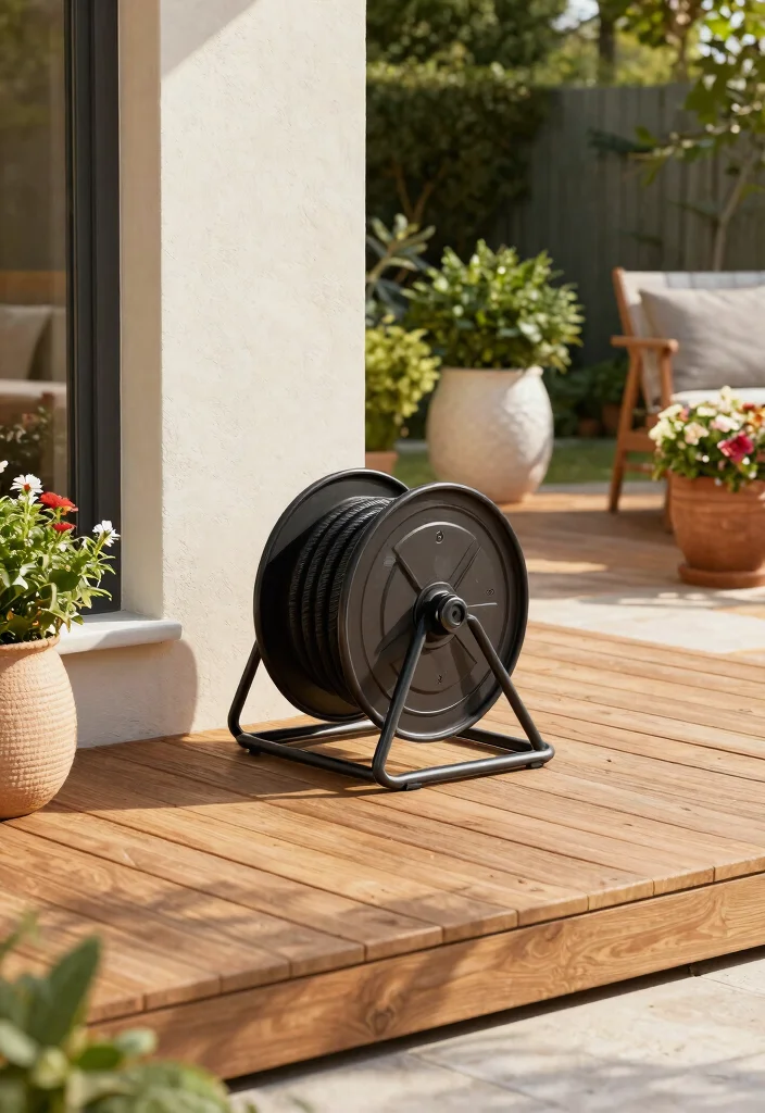 13 Best Retractable Hose Reel Ideas Hide the Mess 3. Sleek Deck House Integration 0