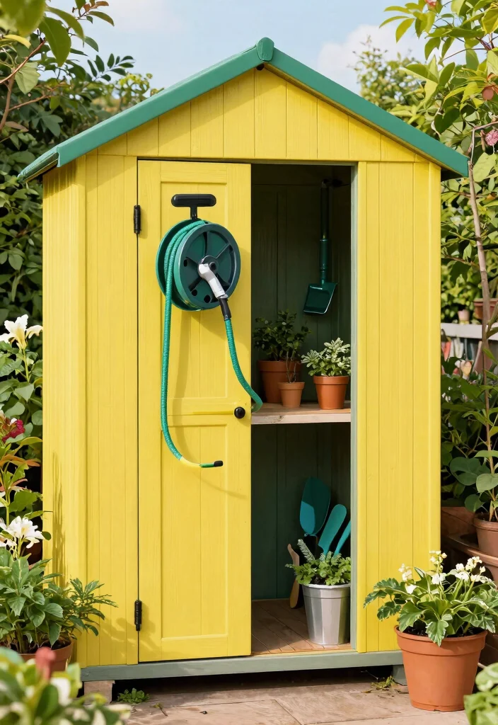 13 Best Retractable Hose Reel Ideas Hide the Mess 5. Stylish Garden Shed Integration 0