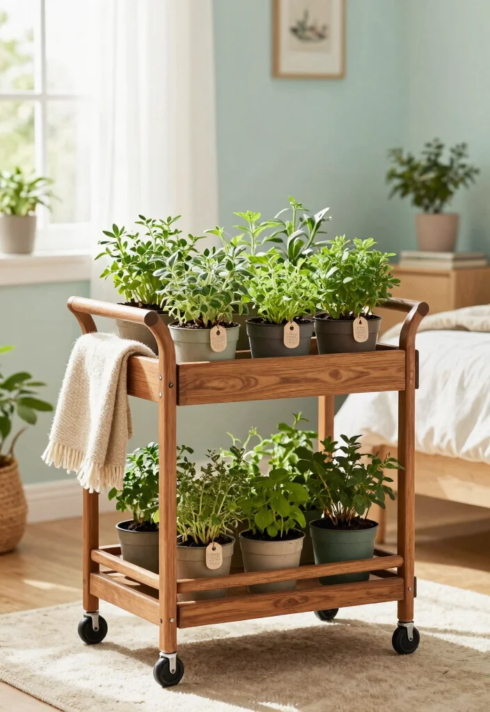 13 Cozy Utility Cart Ideas Bedroom Storage Hacks 1. A Mobile Herb Garden 0