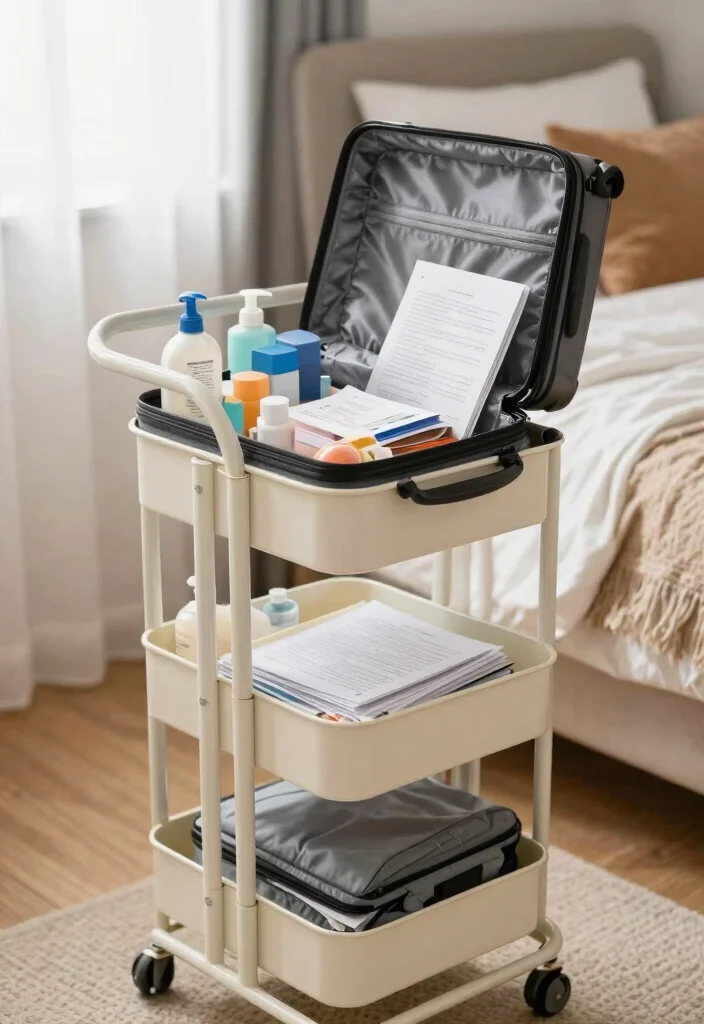 13 Cozy Utility Cart Ideas Bedroom Storage Hacks 10. Travel Essentials Cart 0