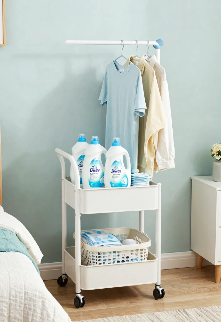 13 Cozy Utility Cart Ideas Bedroom Storage Hacks 12. Laundry Station on the Go 0