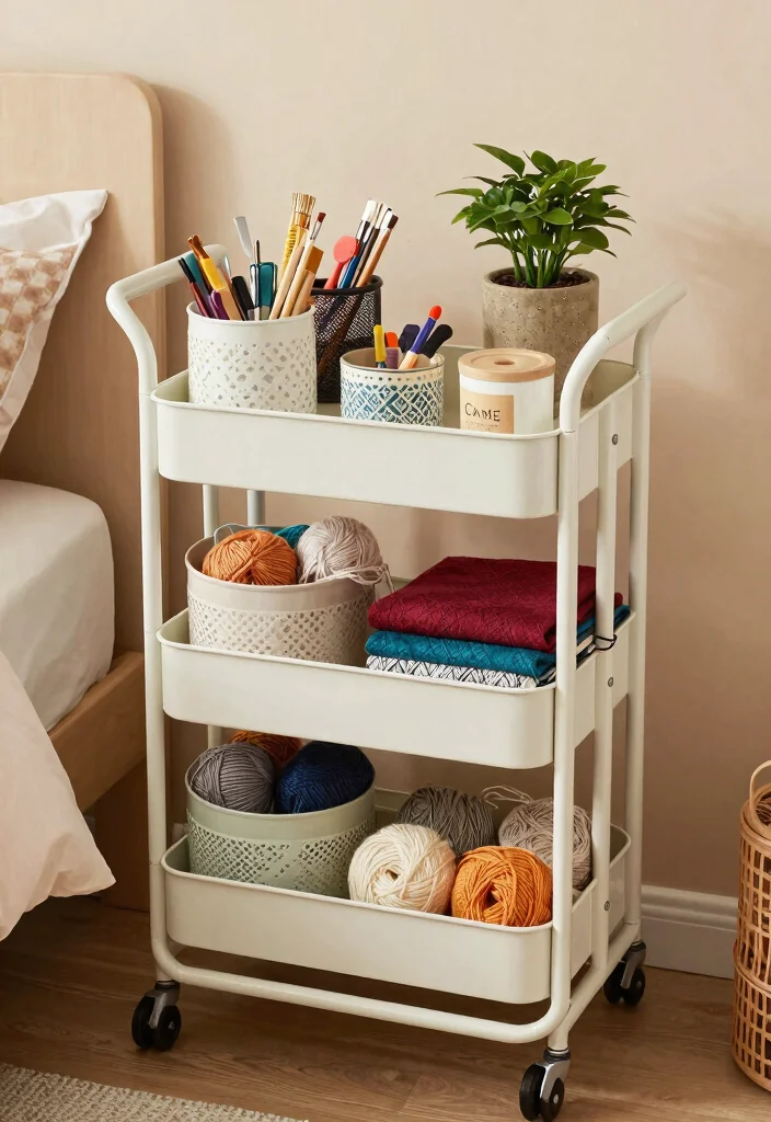 13 Cozy Utility Cart Ideas Bedroom Storage Hacks 13. Cozy Craft Supply Cart 0