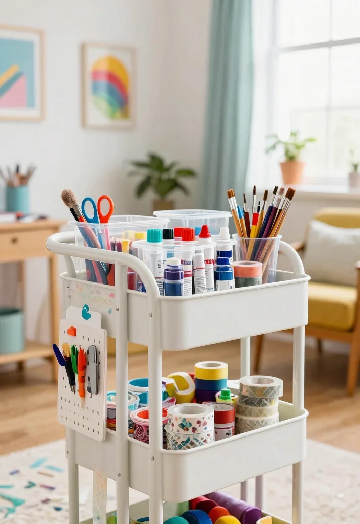 13 Cozy Utility Cart Ideas Bedroom Storage Hacks 3. Crafting Corner on Wheels 0