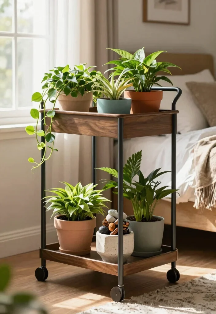 13 Cozy Utility Cart Ideas Bedroom Storage Hacks 4. Plant Display Stand 0
