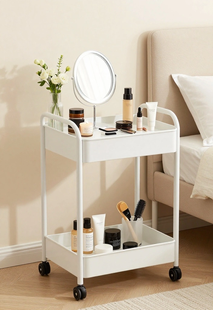 13 Cozy Utility Cart Ideas Bedroom Storage Hacks 5. Beauty Station on a Budget 0