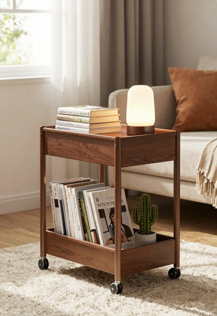 13 Cozy Utility Cart Ideas Bedroom Storage Hacks 6. Mobile Book Display 0