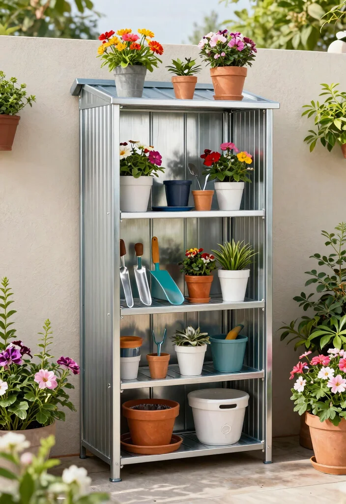 13 Durable Metal Tool Shed Ideas Weatherproof Storage 1. Compact Vertical Sheds 0