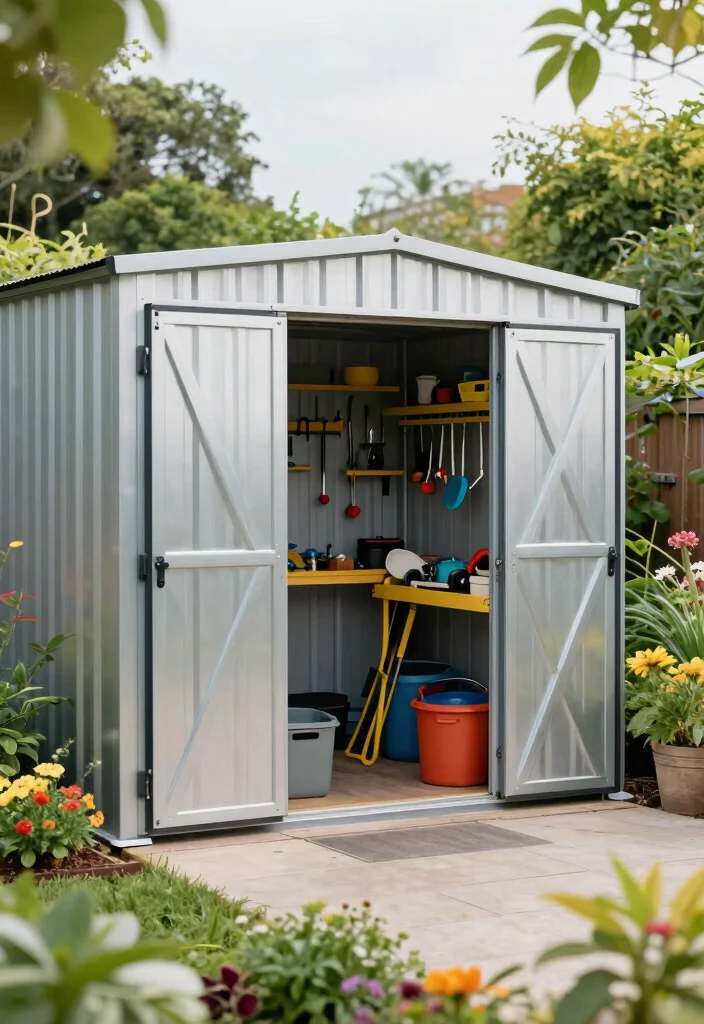 13 Durable Metal Tool Shed Ideas Weatherproof Storage 12. Shed with Side Access 0