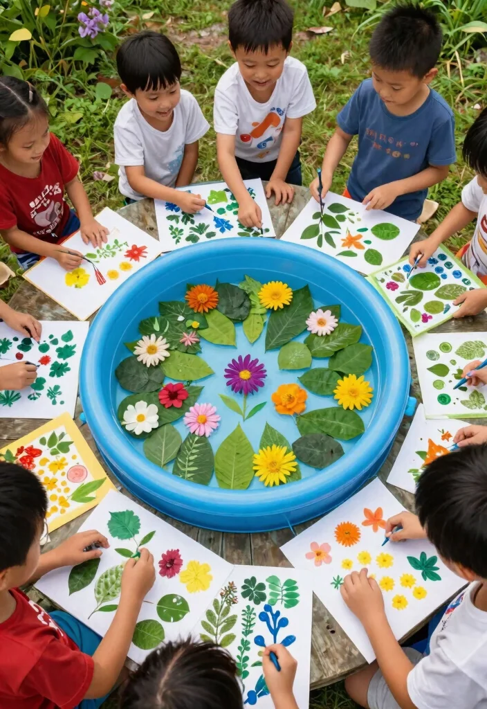 13 Easy Kiddie Pool Sensory Activities for Toddlers 12. DIY Nature Paintings 0