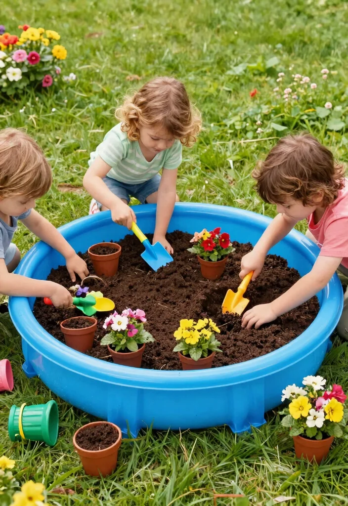13 Easy Kiddie Pool Sensory Activities for Toddlers 3. Garden Themed Exploration 0