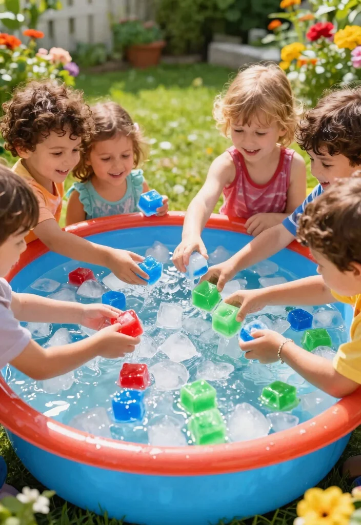 13 Easy Kiddie Pool Sensory Activities for Toddlers 5. Colorful Ice Sensory Play 0