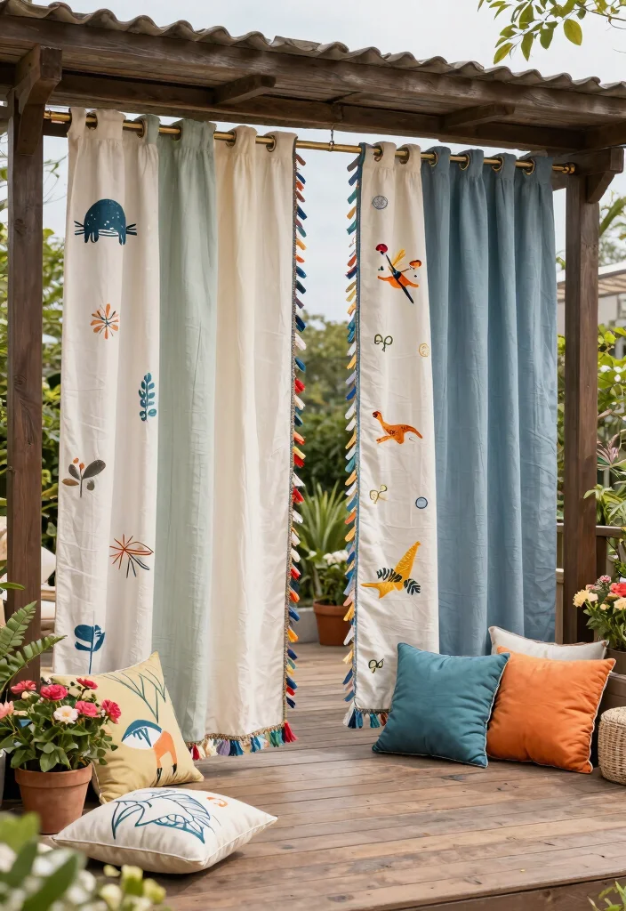 13 Elegant Outdoor Deck Curtain Ideas (Shade Solutions) 13 13 Elegant Outdoor Deck Curtain Ideas Shade Solutions 13. Custom DIY Curtains for Personal Flair 0