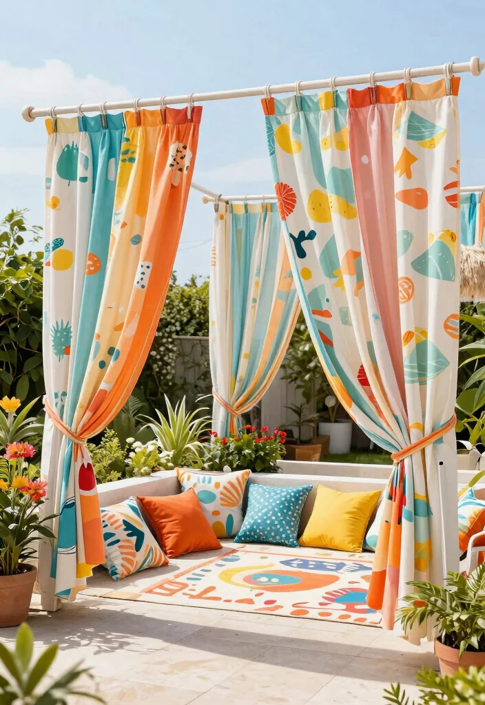 13 Elegant Outdoor Deck Curtain Ideas (Shade Solutions) 7 13 Elegant Outdoor Deck Curtain Ideas Shade Solutions 7. Colorful Canvas for Playful Vibes 0