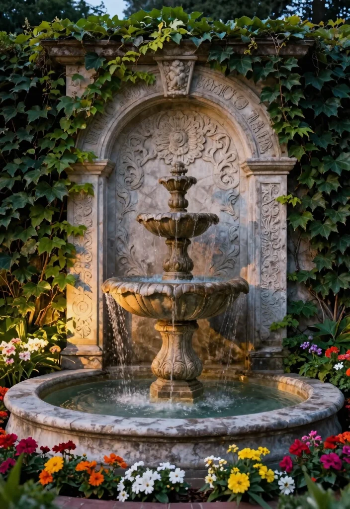 13 Elegant Outdoor Wall Fountain Ideas for Courtyards 1. Classic Stone Wall Fountain 0