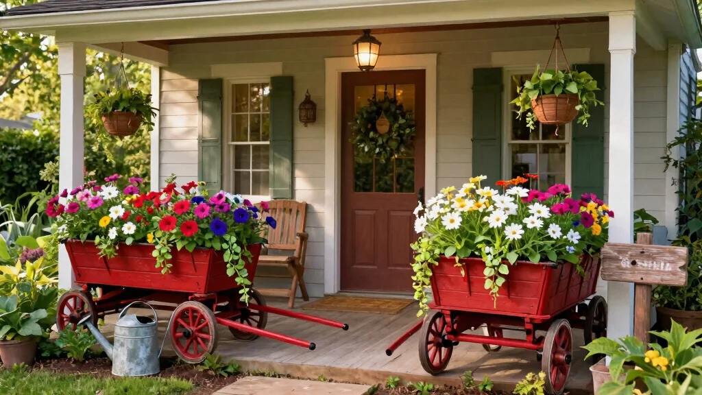 13 Nostalgic Red Wagon Garden Ideas for Front Porches