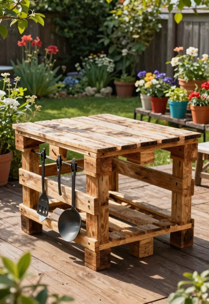 13 Rustic Outdoor Grill Table with Wooden Top Designs 1. Classic Pallet Grill Table 0