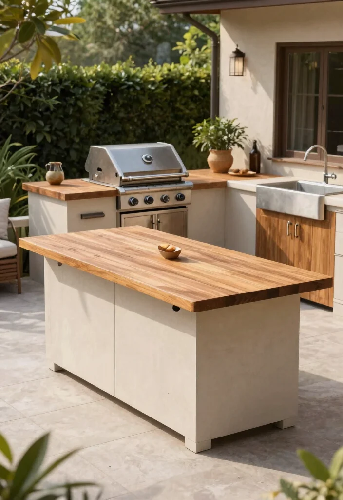 13 Rustic Outdoor Grill Table with Wooden Top Designs 10. Built In Grill Table 0