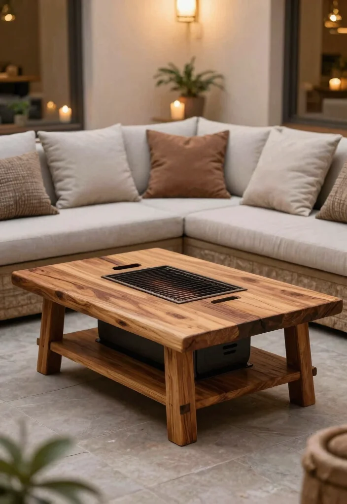 13 Rustic Outdoor Grill Table with Wooden Top Designs 12. Rustic Outdoor Coffee Table Grill 0