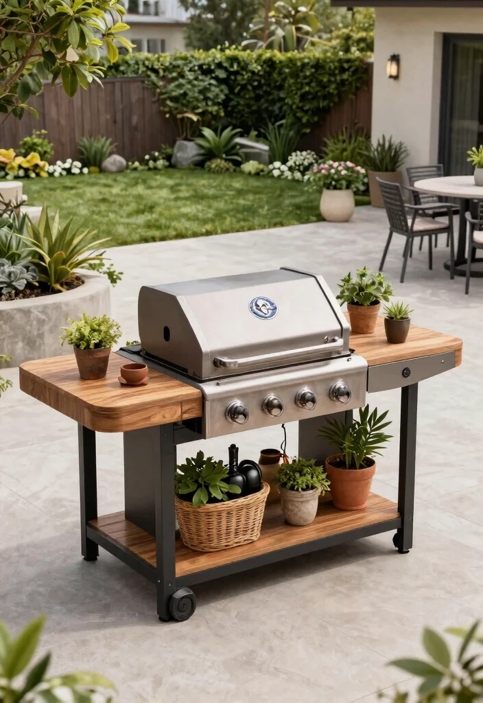 13 Rustic Outdoor Grill Table with Wooden Top Designs 13. Customizable Modular Grill Table 0