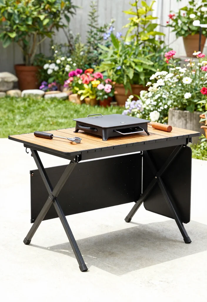13 Rustic Outdoor Grill Table with Wooden Top Designs 7. Foldable Outdoor Table 0