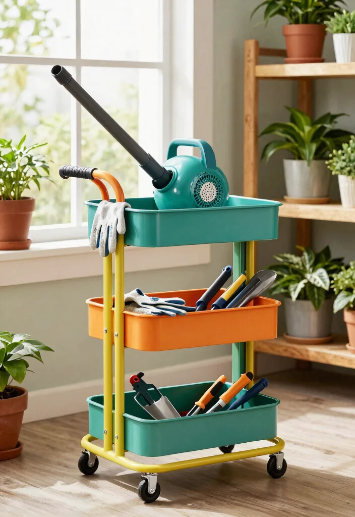 13 Smart Leaf Blower Storage Ideas for Your Shed 4. Rolling Storage Carts 0