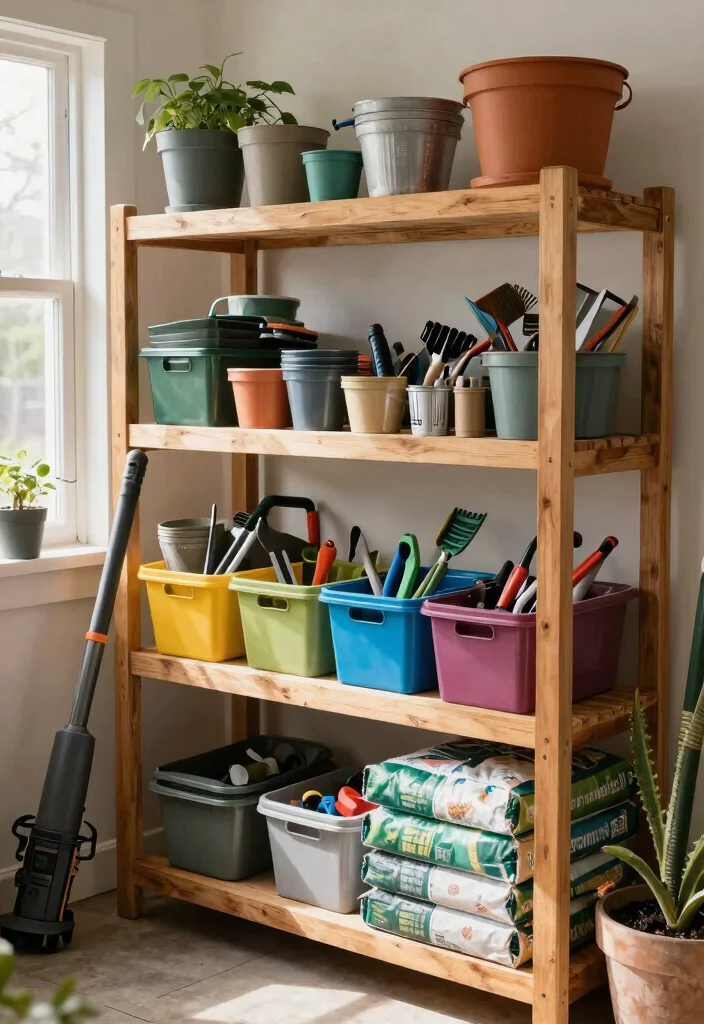 13 Smart Leaf Blower Storage Ideas for Your Shed 8. Multi Shelf Tool Storage 0