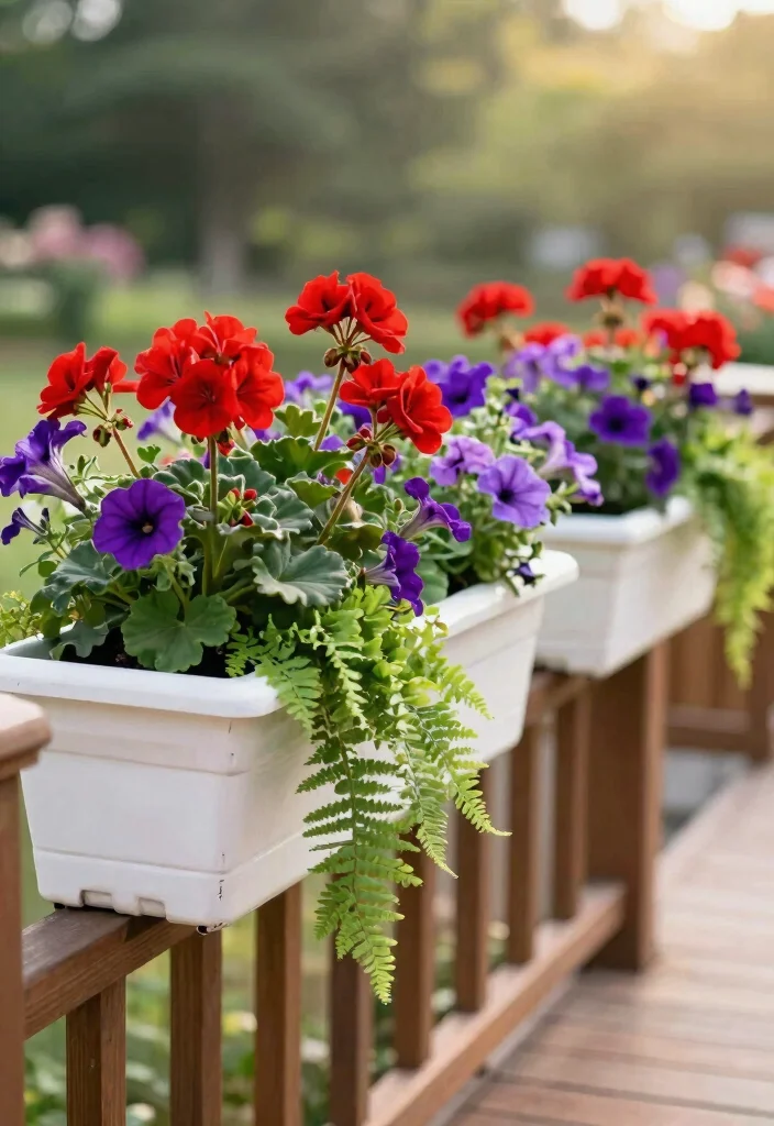 15 Beautiful Deck Railing Flower Box Ideas Lush Blooms 1. Classic White Box Elegance 0