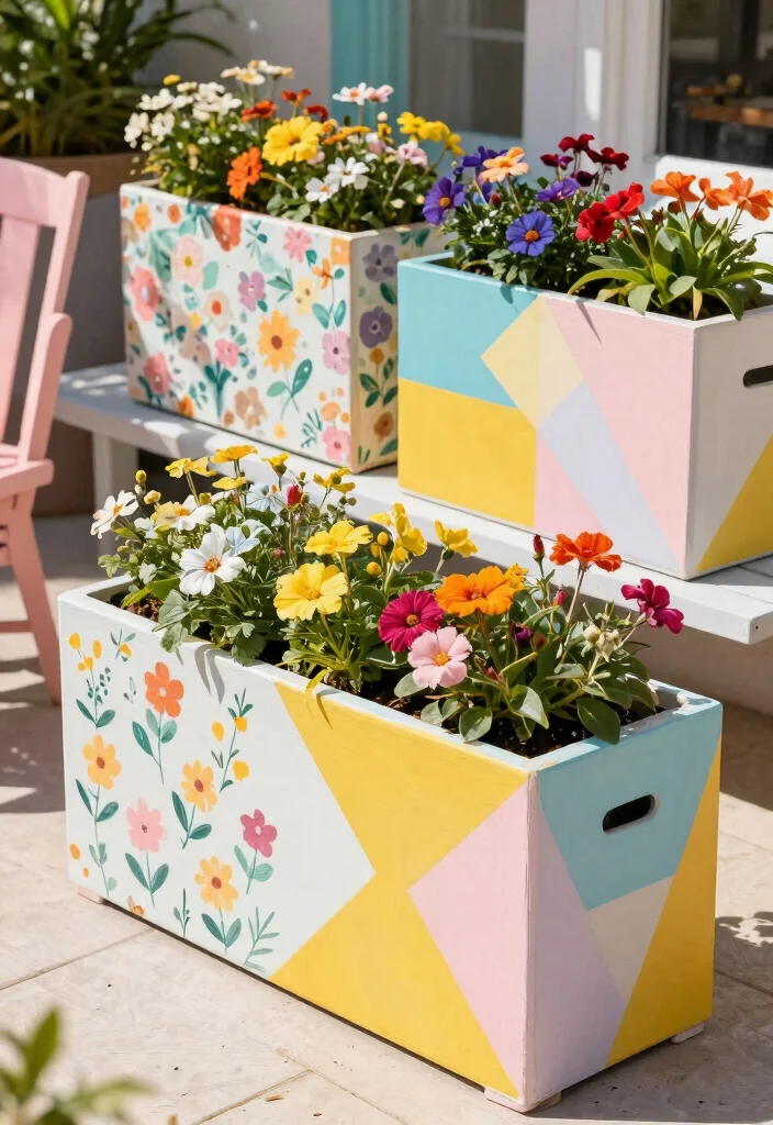 15 Beautiful Deck Railing Flower Box Ideas Lush Blooms 13. Customized Painted Boxes 0