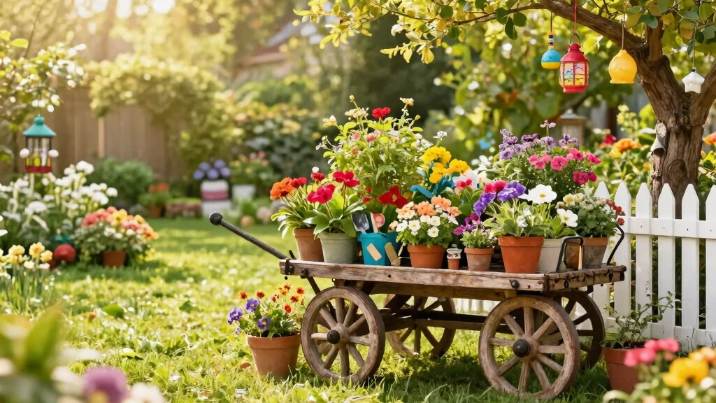 15 Beautiful Outdoor Garden Trolley Inspiration Photos
