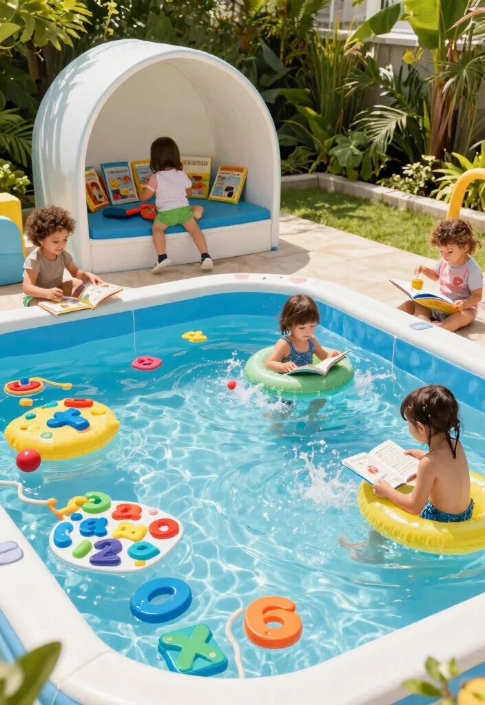 15 Best Backyard Kiddie Pool Ideas Play Areas for Kids 6. Poolside Learning Zone 0